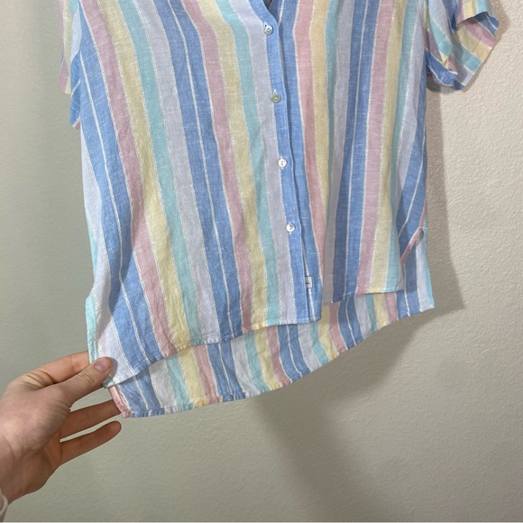 Rails Zuma Jubilee Stripe Short Sleeve Top Womens Medium Pastel Rainbow Striped - Picture 3 of 6